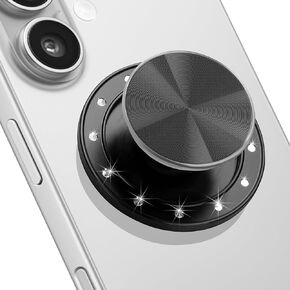 Metal Phone Grip Compatible with MagSafe, Detachable Clear Phone Grip Holder Collapsible, Compatible with Kindle, Smartphone Tablet Cell Phone Accessory (Magnetic Type, Black)