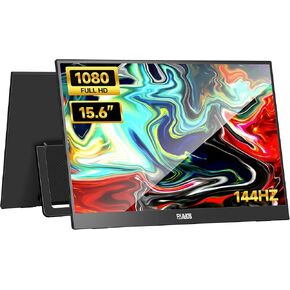 Portable Monitor 15.6‘’144hz,1080P FHD,100% sRGB Gaming Monitor,USB-C,Mini HDMI Portable Monitor for Laptop with Stand & VESA,Travel Monitor for Laptop, PC, PS5/4, Mac, Xbox,Switch