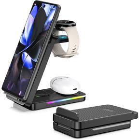 Wireless Charging Station for Google Pixel Watch 3/2 (Not for Watch 1), 3 in 1 Wireless Charger Stand for Google Pixel 9 Pro/9/8/7/6/5/4, Pixel Buds Pro