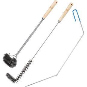 lesolar Stainless Steel Fryer Cleaning Tools Set of 3 L-Shaped Fryer Cleaning Brush Kitchen Fryer Cleanout Rod Long Handle Deep Fryer Basket Cleaning Brush Kitchen Restaurant Accessories