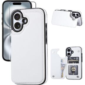 Wallet Case Compatible with iPhone 16 6.1", Slim Protective Case with Card Holder,Premium PU Leather Kickstand Card Slots Case with Double Magnetic Clasp-Ice Blue