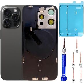 15 Pro Back Glass Replacement Kit with Plate & Flex Cable and All Parts, Black Titanium, 6.1 Inch for iPhone 15Pro Back Cover Glass, with Repair Tools (Black Titanium)