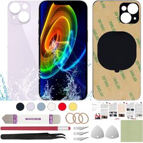 Back Replacement Cover Glass Compatible with iPhone 14 6.1" + Professional Tools (Purple)