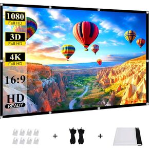 Portable Movie Projector Screen Outdoor: 120 inch Foldable and Wrinkle-Free Projection Screen 16:9 HD 4K for Home Theater