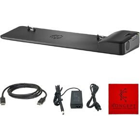 HP D9Y32AA UltraSlim Docking Station Bundle - 1 Year Warranty - HP Dock with 65w AC Charging, DisplayPort Cable & Microfiber Cleaning Cloth
