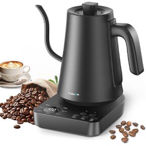 Electric Kettle Gooseneck Spout Pour Over Kettle ±1℉ Temperature Control Heating water kettle,1L,1200W Fast Water Boiling Stainless Steel pot for Coffee/Tea Lovers,Auto Shut Off,Barista Edition,Black