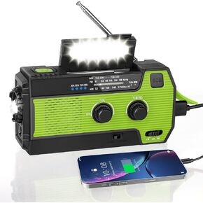 WVL Emergency Radio, 4000mAh/14800mWh NOAA Weather Radio, Solar Hand Crank Emergency Radio with AM/FM/NOAA Weather Alert, Flashlight, Reading Lamp, Cell Phone Charger and SOS Siren(Green)