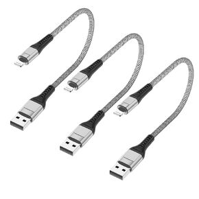 3 Pack Short iPhone Charger Cable 1 ft,Nylon Braided iPhone Cable 1 feet Compatible with iPhone 13/13 Pro/13 Mini/12/12 Mini/12 Pro/11/11 Pro/11 Pro Max/8 Plus/8/7 Plus/6/XR/XS(Grey)