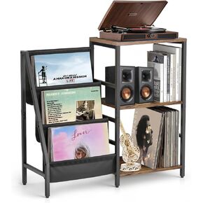 Record Player Stand,Record Player Stand with Vinyl Record Storage,Turntable Stand Holds, Brown End Table for Music Room,Record Cabinet for Vinyl Records Media Stereo.