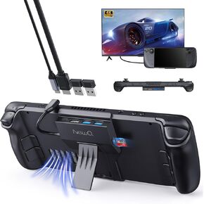 Travel Steam Deck Dock for Steam Deck/OLED, Portable Stand Design USB C Hub with TF Card Slot, HDMI 2.0 4K@60Hz Display, 2*USB-A 3.0, USB-C PD 100W Max, Steam Deck Stand Base Accessories
