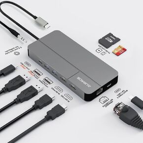 Mac Docking Station Dual Monitor 2 HDMI for MacOS and USB C Port Windows Systems Laptop, Up to 4K/60Hz, Implement MST Display for MacBook Pro/Air and Hp Lenovo Dell Android Laptops