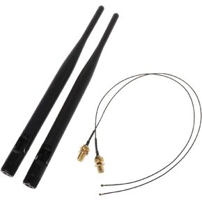 WiFi Antenna Aerial 2.4GHz 5GHz 6dBi RP-SMA Antennas 31cm/12in U.FL IPEX MHF4 To RP-SMA Extension Cable 2 Packs/Set Splitter Extension Cable Adapter Card Reader Converter Drive Cord Base Transmission