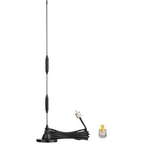 Eightwood Car Mobile Ham Radio Antenna High Gain Dual Band VHF UHF 136-174MHz 400-480MHz PL259 Male Antennae Magnetic Base with SMA Female to SO239 Adapter for BTECH Kenwood Anytone Baofeng Radios