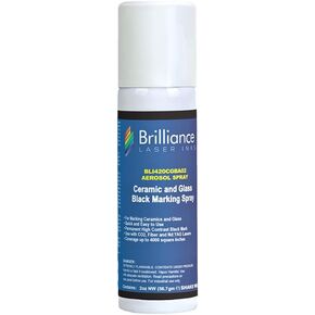 Brilliance Laser Inks Ceramic and Glass Black Marking Spray - 2 Oz Aerosol Marks on Ceramics and Glass. Aerosol for Fiber, YAG, Diode, and CO2 Laser Engraver Machine, BLI420