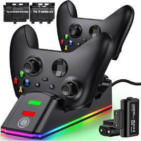 Controller Charger Station for Xbox one, Charging Station for Xbox Controller Battery Pack, 2 x 4320mwh Xbox Rechargeable Battery Pack Compatible with Xbox Series X|S/Xbox One/Xbox One S/X/Elite