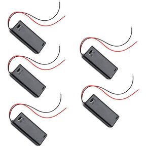 2x1.5V AAA Battery Holder Box Battery Case Holder with ON/Off Switch & Cover - Pack of 5