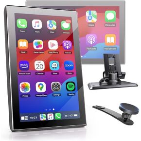 Wireless CarPlay Screen for Car with Magnetic Mount, Landscape & Portrait Screen Compatible with Apple CarPlay and Android Auto,Portable Car Stereo with GPS Navigation,OTA,Voice Assistant