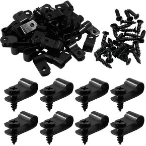 Bivethoi 120 PCS R-Type Cable Clip Wire Clamp,1/4" White Screw Mounting Clips Nylon Screw Mounting Cord Fastener Wire Conduit Clamp for Wire Management