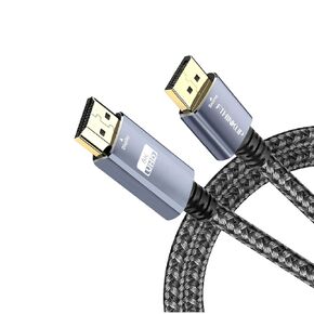 FThinkUp 8K DisplayPort to HDMI Cable 6FT 8K@60Hz 4K@120Hz Unidirectional DP 1.4 to HDMI 2.1 Cable 32.4Gbps Support HDR/HDCP 2.2/DSC 1.2 Compatible with Monitor, Dell, HP, HDTV, AMD NVIDIA