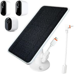 JJMASEE Solar Panel Charger for Arlo Essential/XL Spotlight Cam, Essential 2K /2K XL (2nd Gen), with 13FT Micro USB and Type-C Weatherproof Cable and 360° Adjustable Aluminium Alloy Mount (1-Pack)