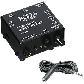 rolls PM50s Personal Monitor Amplifier with Hosa 1/4" Female Phone Headphone Extension Cable -10'