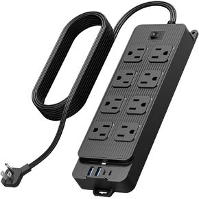 Plug in Socket, Power Board Socket,1.5M Long Extension Cord Power Strip with 8 Outlets und 4 USB Ports (2 USB C) PD Fast Charging Port Charging Multiple Outlet Extender,Wall Mounted for Home Offic