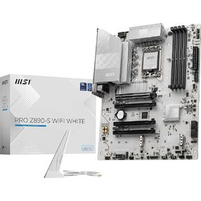 MSI PRO Z890-S WiFi White Motherboard, ATX - Supports Intel Core Ultra Processors (Series 2), LGA 1851 - DDR5 Memory Boost (8600+ MT/s OC), PCIe 5.0 x16 & 4.0 x16, M.2 Gen5, Wi-Fi 7, 2.5G LAN