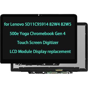 5D11C95914 Touch Screen Replacement for Lenovo 500e Yoga Chromebook Gen 4 82W4 82W5 LCD Module Display Touch Screen Digitizer WUXGA