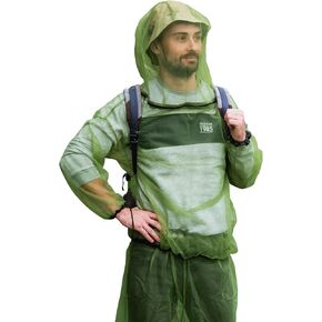 HENNCHEE Mosquito Jacket for Adults, Mesh Bug Jacket with Hood, Outdoor Net Mosquito Proof Clothing with Carry Pouch