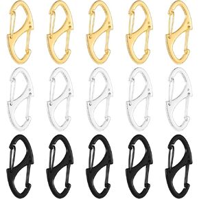 15 PCS Mini Metal S Carabiner Clips, 1.6 In Small Dual Wire Gate Spring Snap Hook Carabiner Clip Interlocking Keychain Clip Tiny Clip Attachment for Women Men Camping Fishing Hiking (3 Color)
