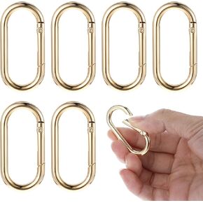 6Pcs Gold Key Ring, Gold Carabiner, Oval Gold Carabiner Clip Snap Clip, Metal Keychain Clip for Purse Strap Alloy Round Buckle Key Hook for Bags Purse Keychain Replacement