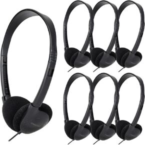 Bulk Classroom Headphones 10 Pack for Students Kids School Wholesale Headphones Class Set 3.5mm Jack for Chromebook Laptop PC Computer (Black)