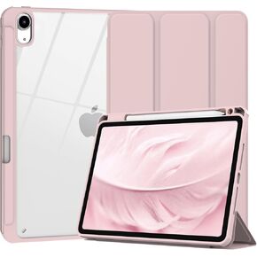 Case for iPad (A16) 11th Generation (2025) 11 inch, iPad 10th Generation (2022) 10.9 inch, Case with Pencil Holder, Clear Back Cover Cute Design for Women Girl, Auto Sleep/Wake, Pink Flower