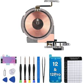 for iPhone 12 Wireless Charging Replacement for iPhone 12 Pro Power OEM Power Mute Silent Switch Volume Button Full Repair Tool Kit with Waterproof Sticker Screwdriver A2172 A2402 A2403 A2404