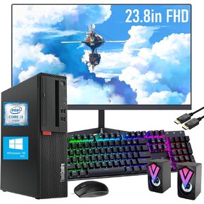 Lenovo ThinkCentre M710s SFF Desktop PC with 24'' FHD LCD, Core i3-6100 3.7GHz, 16GB RAM, 256GB SSD, Speaker, Keyboard & Mouse, Wi-Fi, BT, No DVD, Windows 10 Pro (Renewed)