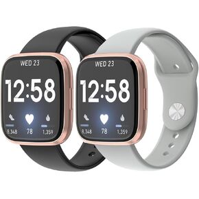 2 Pack Waterproof Bands Compatible with Versa 2 Watch Bands for Women Men, Soft Breathable Sports Replacement Wristbands for Versa 2/Versa Lite/Versa SE