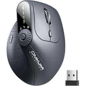Bluetooth and 2.4GHz Wireless Vertical Ergonomic Optical Mouse- 2400 DPI, 2.4GHz,Dual Bluetooth，Triple Connectivity, 8 Buttons, Rechargeable，Wireless Mice for Laptop, Desktop, PC, Macbook - Black