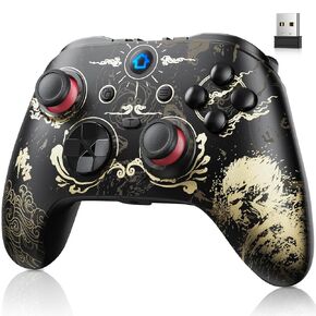 DIANVEN Wireless PC Controller, Hall Effect Controller, Enhanced Precision, PC Controllers for Gaming, Compatible with PC/Steam/iPhone/Android/Switch/PS3, Black with Bronze