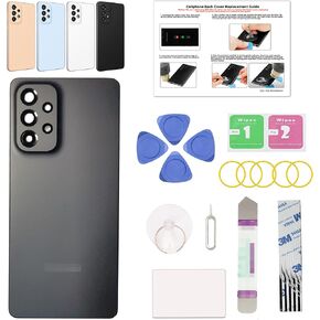 GREEN FUSION Compatible with Galaxy A53 5G Back Cover Replacement, A53 5G SM-A536 Back Housing Door with Pre-installed Frame Sticker, Repair Tools & Instruction, Black