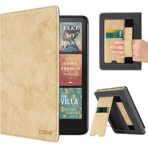 CoBak Case with Stand for Kindle Paperwhite 12th Gen 2024 Released (7") & Kindle Colorsoft Signature Edition - Durable PU Leather Cover with Auto Sleep Wake, Card Slot, Hand Strap Feature