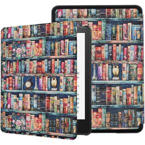 Case for 6" All-New Kindle (11th Generation-2024/2022 Release), Book Lovers Bookshelf Ultra Slim PU Leather Cover with Auto Wake/Sleep for Kindle 2024/2022 11th Gen e-Reader