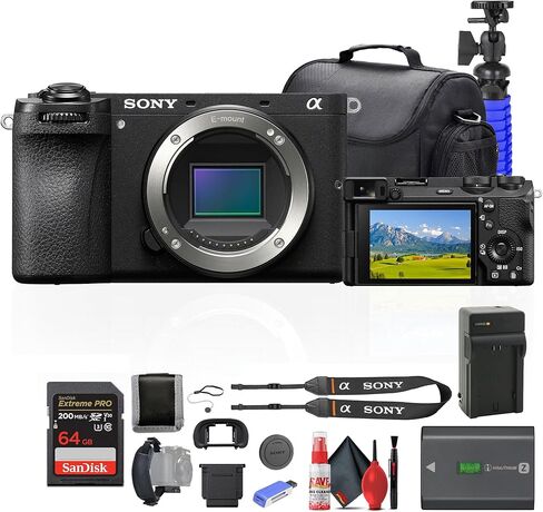 Sony A6700 هيكل الكاميرا الرقمية بدون مرآة فقط (ILCE-6700) ، بطاقة 64 جيجابايت ، قارئ البطاقات ، العلبة ، ترايبود ، حزام يدوي ، محفظة بطاقة الذاكرة والمزيد (متجددة) in Saudi Arabia