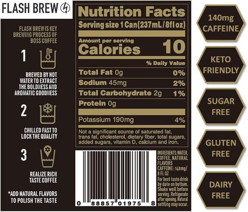 Boss Coffee by Suntory - Flash Brew Coffee Black Coffee الأصلي ، 8 أوقية 12 حزمة ، مستوردة من اليابان ، إسبرسو Doubleshot ، جاهزة للشرب ، Keto ودية ، نباتي ، لا سكر ، لا منتجات الألبان in Saudi Arabia