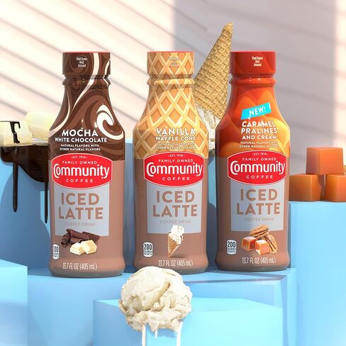 Community Coffee Iced Latte Coffee Drink, Mocha White Chocolate, Natural Flavors, 13.7 Fluid Ounce (Pack of 12) in Saudi Arabia