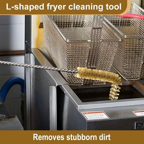 مجموعة أدوات تنظيف الشعيرات النحاسية للمقليين ، مجموعة من 3 قطع تشمل فرشاة تنظيف المقلاة على شكل حرف L ، وفرشاة تنظيف سلة المقلاة الطويلة ومقاضرة تنظيف الصرف لتنظيف المقلاة التجارية in Kuwait