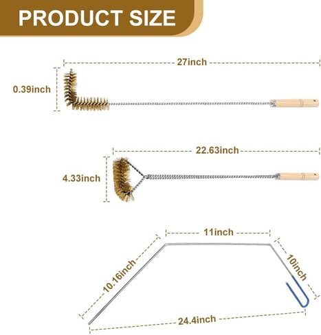 مجموعة أدوات تنظيف الشعيرات النحاسية للمقليين ، مجموعة من 3 قطع تشمل فرشاة تنظيف المقلاة على شكل حرف L ، وفرشاة تنظيف سلة المقلاة الطويلة ومقاضرة تنظيف الصرف لتنظيف المقلاة التجارية in Kuwait