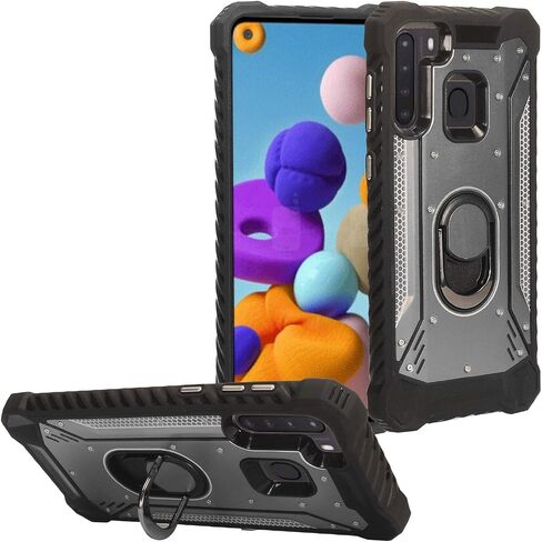 بالنسبة إلى Samsung Galaxy A21 (SM -A215) - علبة الهاتف المعدنية الألومنيوم مع حامل - Zy0 Gray in Kuwait