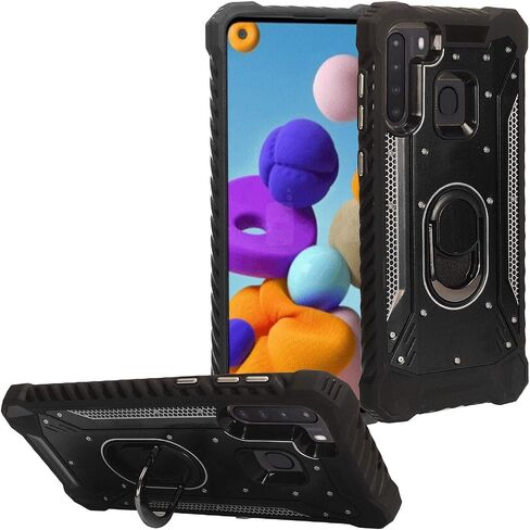 بالنسبة إلى Samsung Galaxy A21 (SM -A215) - علبة الهاتف المعدنية الألومنيوم مع حامل - Zy0 Gray in Kuwait