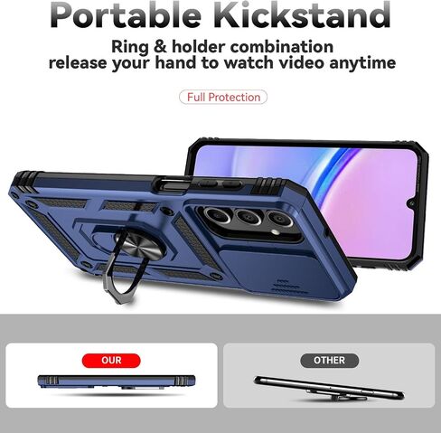 for Galaxy A16 5G Phone Case,Samsung Galaxy A16 5G Case,with Screen Protector and Camera Cover,[Military Grade] 16ft.Drop Tested Cover with Magnetic Kickstand Protective Case for Samsung A16 5G, Blue in Kuwait