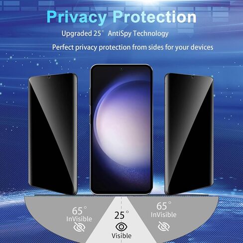 2 + 2 Pack Galaxy S23 Fe Privacy Screen Protector - 2 Pack Privacy Film + 2 Pack Camera Lens Prapted Glass ، Whight Clarity Bubble Protection ، Anti SPO in Kuwait